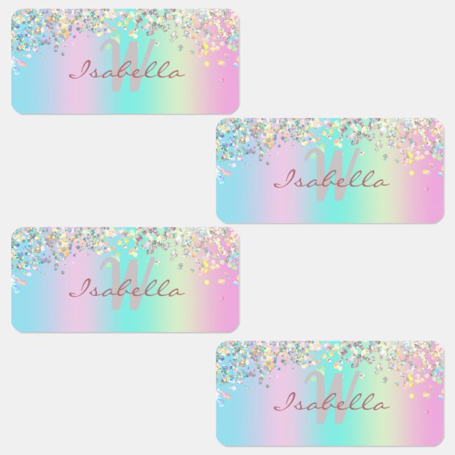 Unicorn Holographic Glitter Clothing Kids' Labels (Group)