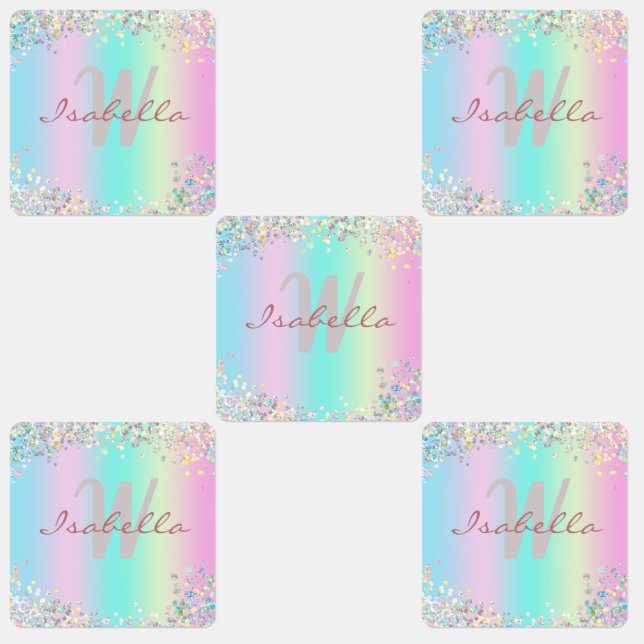 Unicorn Holographic Glitter Clothing Kids' Labels (Group)
