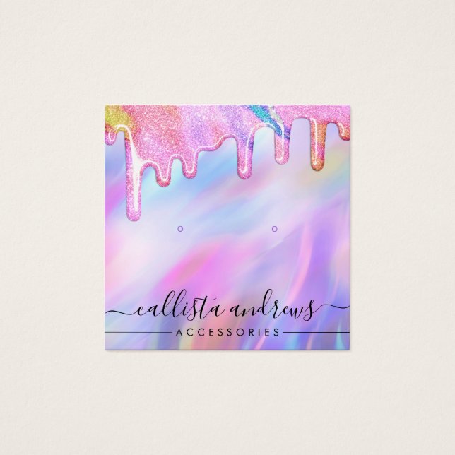 Unicorn Holographic Glitter Drips Earring Display (Front)