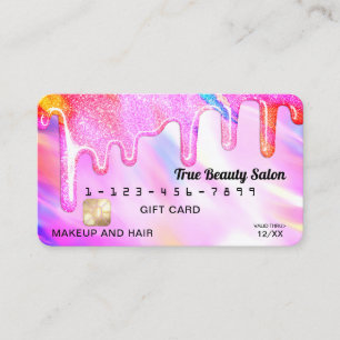 Unicorn Holographic Glitter Drips Gift Credit Business Card
