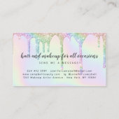 Unicorn holographic glitter drips glam makeup hair business card (Back)