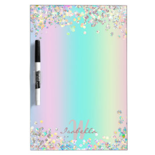 Unicorn Holographic Glitter Dry Erase Board