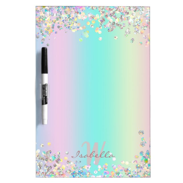 Unicorn Holographic Glitter Dry Erase Board (Front)