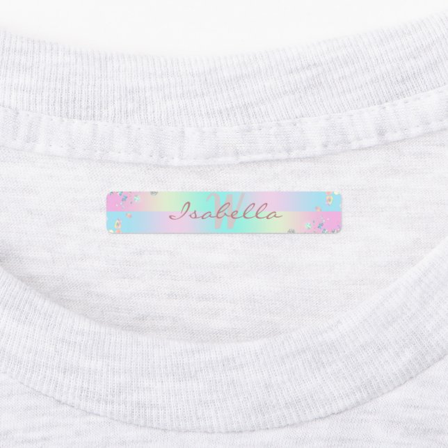 Unicorn Holographic Glitter Iron On Kids' Labels (Affixed)
