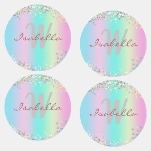 Unicorn Holographic Glitter Iron on Kids' Labels