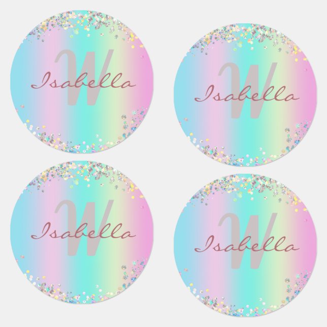Unicorn Holographic Glitter Iron on Kids' Labels (Group)