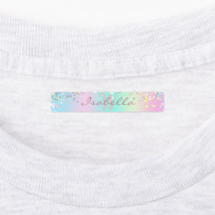 Unicorn Holographic Glitter Iron On Kids' Labels