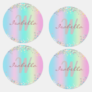 Unicorn Holographic Glitter Iron On Kids' Labels