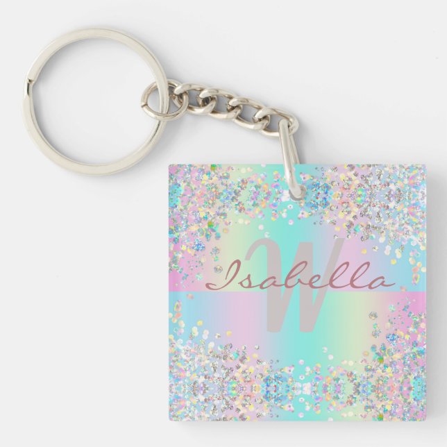 Unicorn Holographic Glitter Keychain (Front)