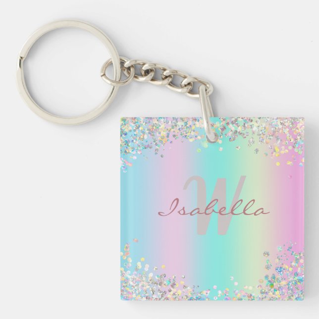Unicorn Holographic Glitter Keychain (Front)