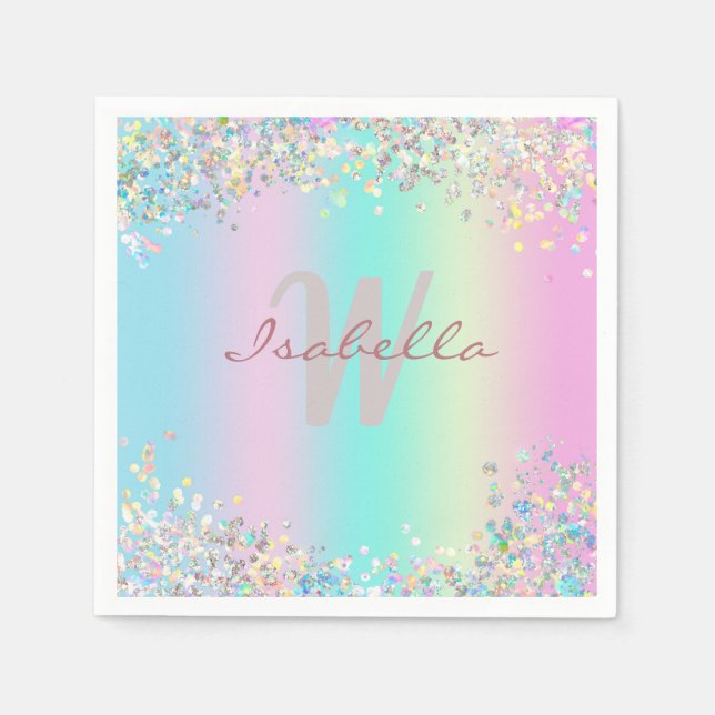 Unicorn Holographic Glitter Napkins (Front)