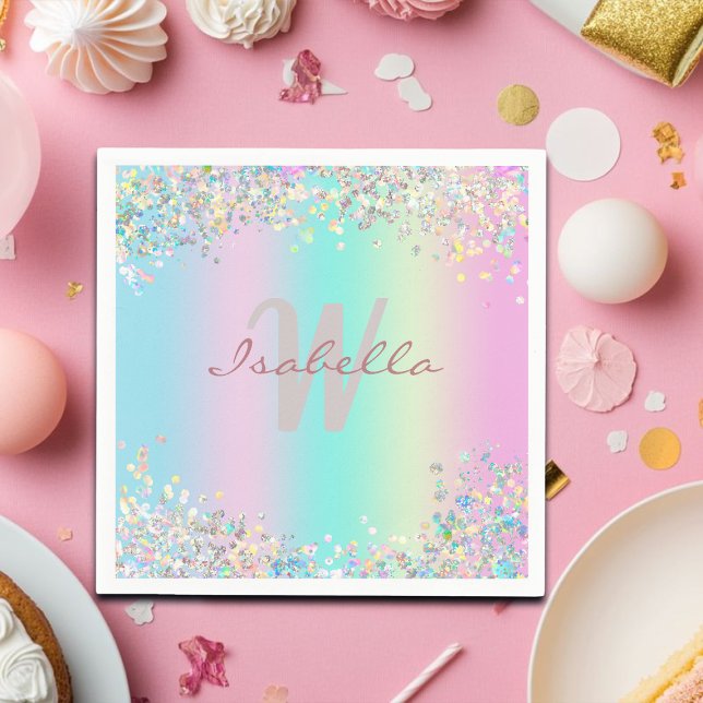 Unicorn Holographic Glitter Napkins (Creator Uploaded)