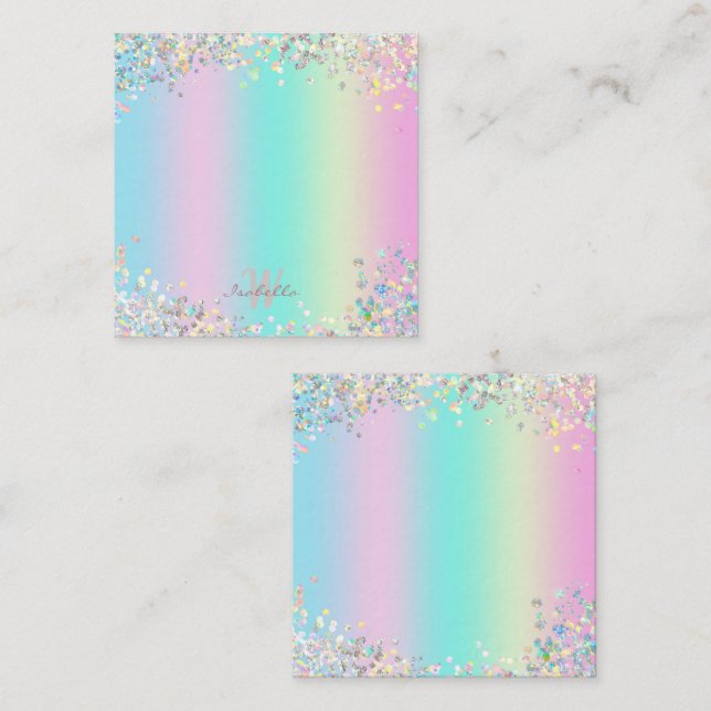 Unicorn Holographic Glitter Note Card (Front/Back)