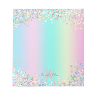 Unicorn Holographic Glitter Notepad