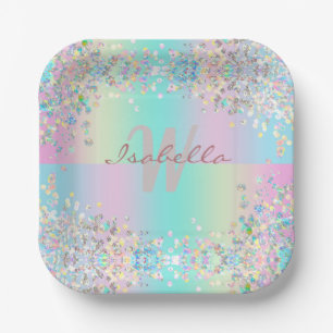 Unicorn Holographic Glitter Paper Plates