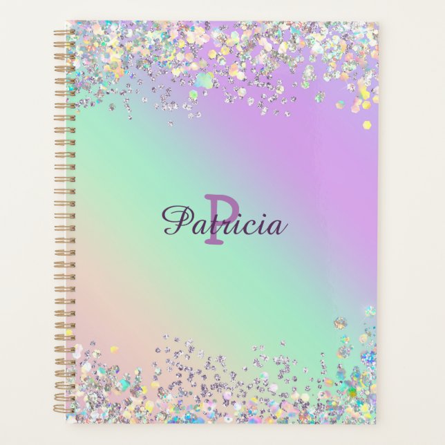 Unicorn Holographic Glitter Planner (Front)