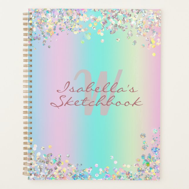 Unicorn Holographic Glitter Planner (Front)