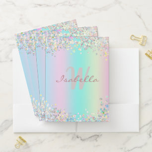 Unicorn Holographic Glitter Pocket Folder