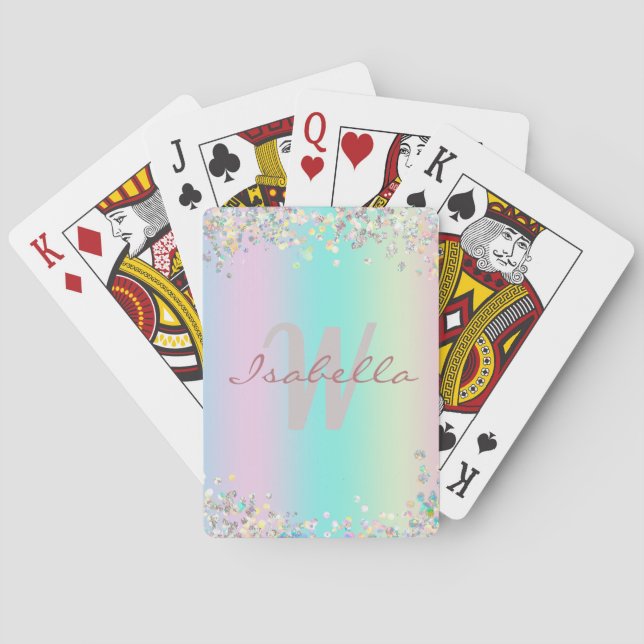 Unicorn Holographic Glitter Poker Cards (Back)