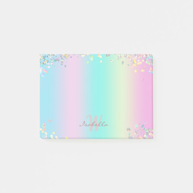 Unicorn Holographic Glitter Post-it Notes (Front)