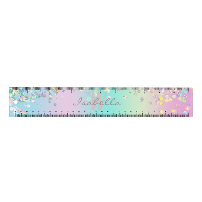 Unicorn Holographic Glitter Ruler (Front)