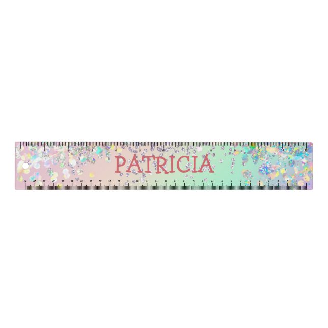 Unicorn Holographic Glitter  Ruler (Front)