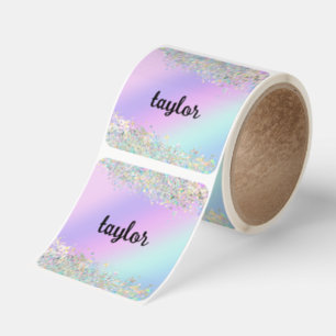 Unicorn holographic glitter square sticker