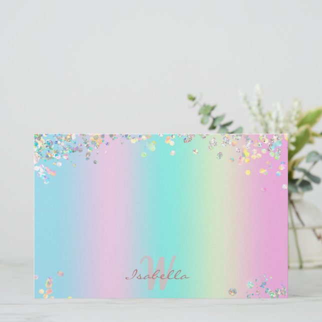 Unicorn Holographic Glitter Stationery (Standing Front)