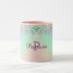 Unicorn Holographic Glitter Two-Tone Coffee Mug