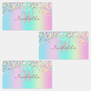 Unicorn Holographic Glitter Waterproof Kids' Labels