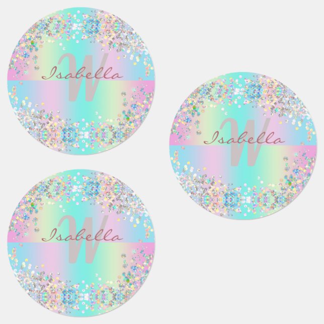 Unicorn Holographic Glitter Waterproof Kids' Labels (Group)