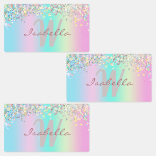 Unicorn Holographic Glitter Waterproof Kids' Labels
