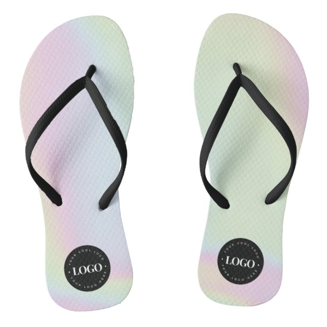 Unicorn Holographic Rainbow Custom Business Logo Flip Flops (Footbed)