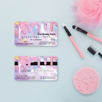 Unicorn Holographic Thick Glitter Drips Credit Business Card by _LaFemme_ at Zazzle