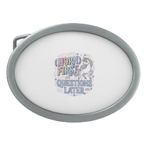 Unicorn Horn First Questions Later Adorable Sticke Belt Buckle