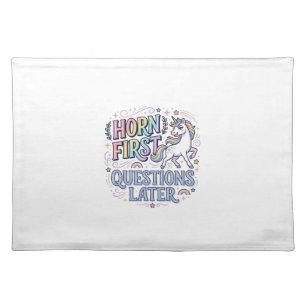 Unicorn Horn First Questions Later Adorable Sticke Cloth Placemat