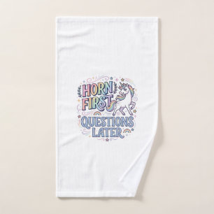 Unicorn Horn First Questions Later Adorable Sticke Hand Towel