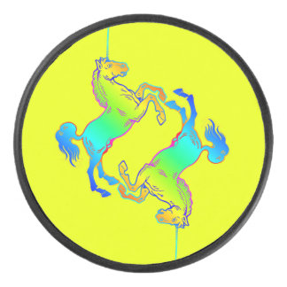 Unicorn Horn Horse Bright Ombre Rainbow Prismatic Hockey Puck