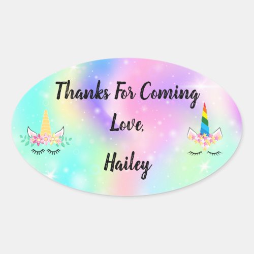 Unicorn Horn Party Thank You Sticker