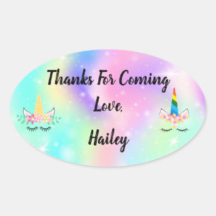 Unicorn Horn Party Thank You Sticker