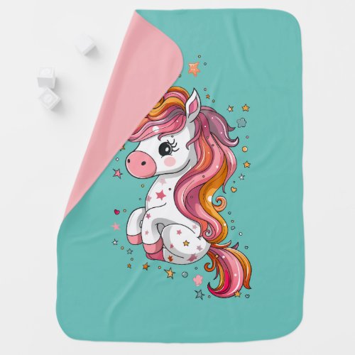 Unicorn Horse Cartoon Baby Blanket