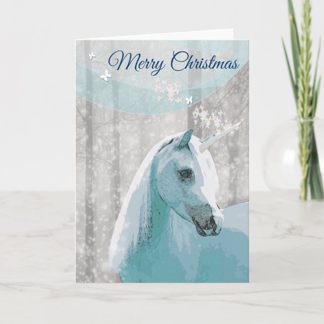 Unicorn Horse Christmas Greeting Card (Front)