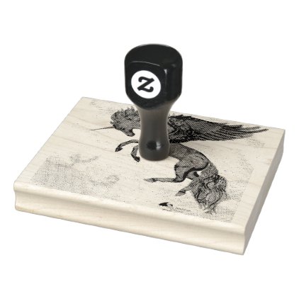Unicorn horse flying love cute winged magic pony rubber stamp