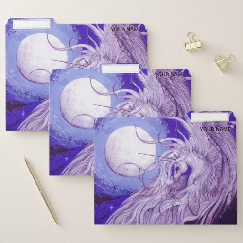 Unicorn Horse Pony Equine Blue Custom Personalized File Folder