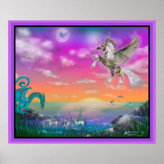 Unicorn Horse Pony Equine Dragon Dolphin Poster (Front)