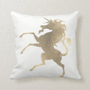 Unicorn Horse Princess White Fairly Gold Minimal Throw Pillow