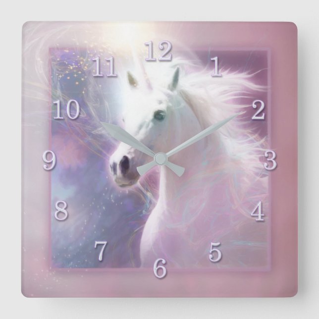 Unicorn Horse SHAFIRE Square Wall Clock (Front)