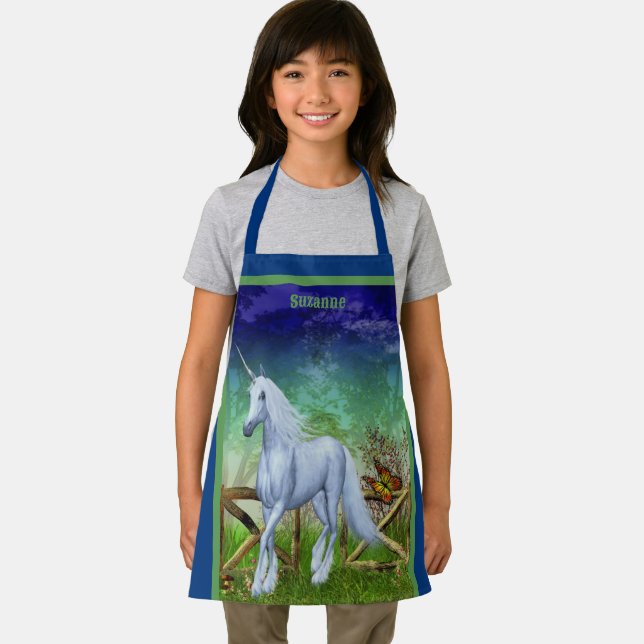 Unicorn Horse Walking Through Gate Personalized Apron (Insitu)