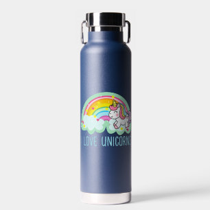 Unicorn Horse with Rainbow Cartoon-24964 Water Bottle