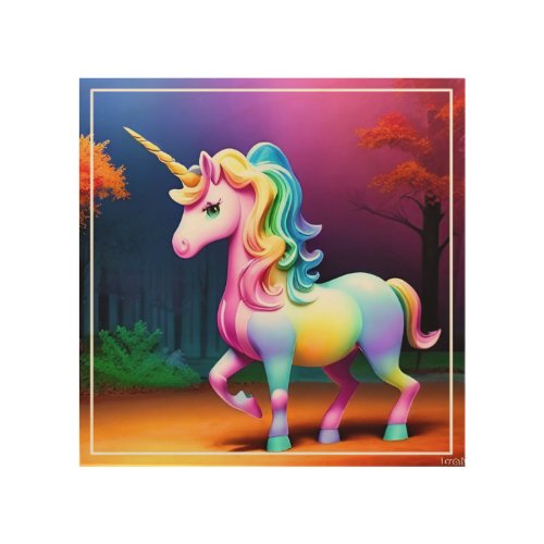 Unicorn Horse with Rainbow Colors  Wood Wall Art